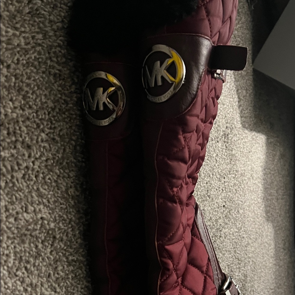Michael Kors Burgundy Quilted Boots